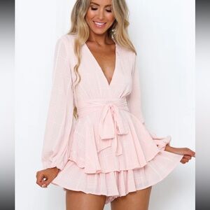 Hello Molly Must Be Lonely Now Romper Baby Pink